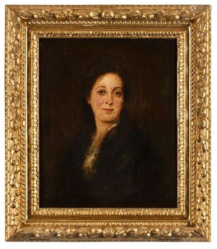 Lenbach, Franz von. Schrobenhausen 1836 - Munich 1904. 66 x 52 cm. Portrait of a lady as half figure with fur collar. Oil/wood, signed upper right. Provenance: South German private property. Rest.