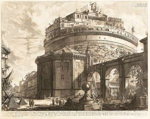 Piranesi, John the Baptist. Mogliano 1720 - Rom 1778. 43.7 x 55.5 cm. View of Hadrian's Mausoleum (..). Radierung. Ficacci 908, Focillon 743, Wilton-Ely 170. Aus der Folge 