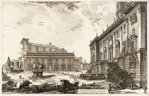 Piranesi, John the Baptist. Mogliano 1720 - Rom 1778. 44 x 68.5 cm. View of the Piazza del Campidoglio. Radierung. Pussies 982, Focillon 746, Wilton-Ely 244. Aus der Serie 