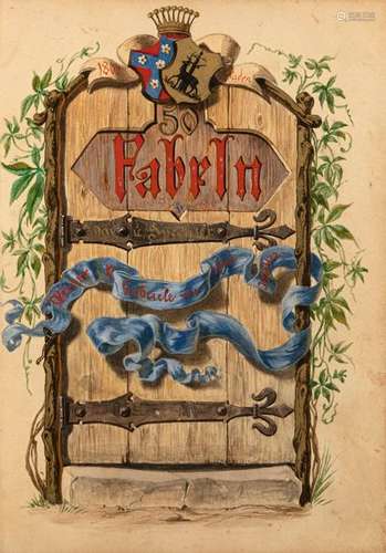 Fables. Dated 1866. . Handwritten and lavishly illustrated book with 50 fables. Each side with majuscule and watercoloured animal depiction. On the watercoloured title page inscribed: 