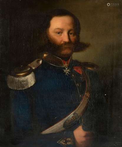 PORTRAIT OBERST THEODOR VON. GLAUBITZ IN UNIFORM. 71 X 59 CM.