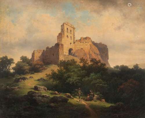 RS. BEZ. JOSEPH HOLZER. RUINE PAULENSTEIN BEI STUPAVA. 64 X 76 CM.