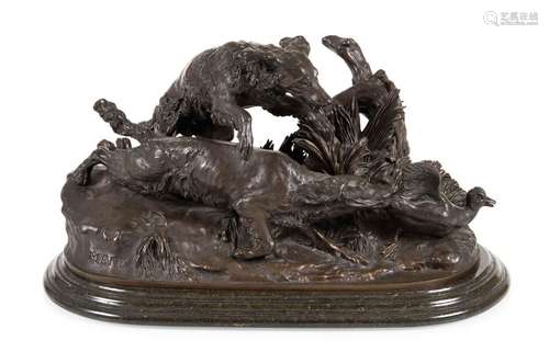 BEZ. MENE, ENTENJAGD, BRONZE. GIESSER GEG.M.ERTL GÖPPINGEN. L. 44 CM.