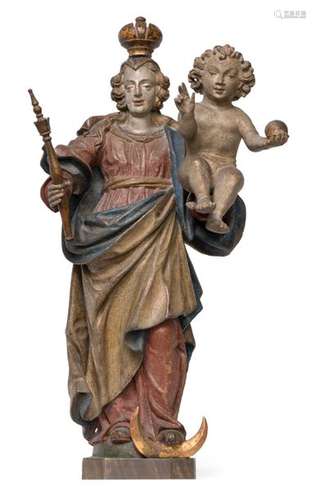 MADONNA MIT KIND, BODENSEE-. GEBIET, MITTE 17.JH. H. 59/62 CM.