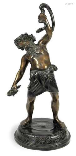 BEZ. WAGNER, HERKULES MIT. HYDRA, BRONZE. H. 56 CM.