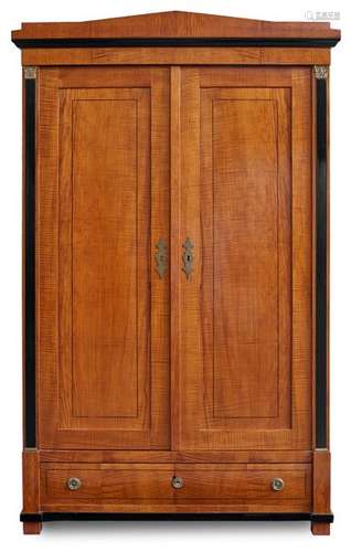 BIEDERMEIER CUPBOARD, 19TH CENTURY,. ASH, BRASS, TWO-DOOR. 185X115X55 CM.