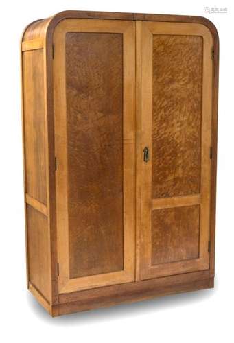 WARDROBE, THONET/PRAGUE,. BIRD HORN MAPLE, BEECH, AMONG OTHERS 179X121X56 CM.