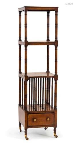 ETAGERE MIT BUCHSTAND, WOHL. ENGLAND,MITTE 19.JH.,MAHAGONI. 138X36X35 CM.