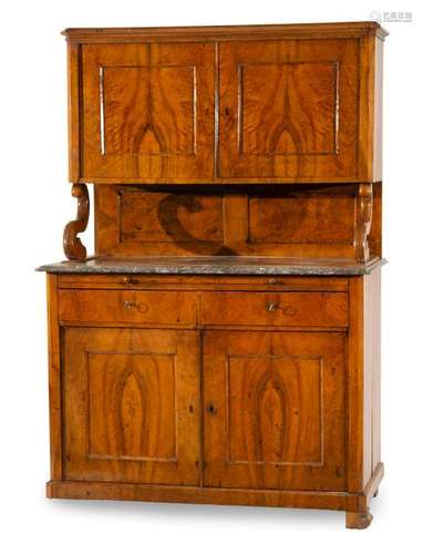 BUFFET CABINET,19TH CENTURY. WALNUT, GREY MARBLE TOP. 180X123X62 CM.