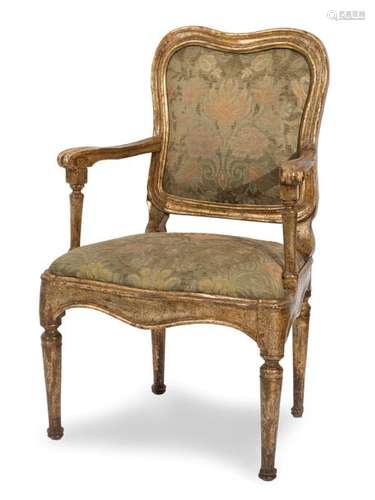 CLASSICIST FAUTEUIL,. 19TH CENTURY, FRAMED. H. 97 CM.