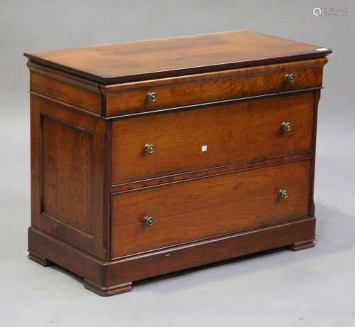 A modern cherrywood chest of three drawers, height 72cm, width 97cm, depth 50cm, together with a