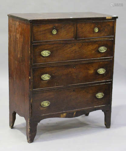 A George III mahogany chest of two short and three long drawers, on bracket feet, height 111cm,