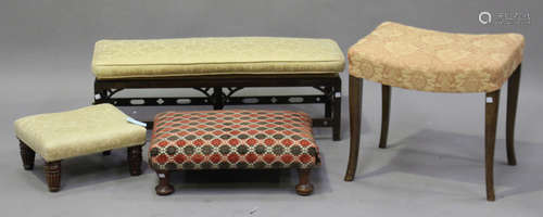 A William IV mahogany footstool, on reeded tapering legs, height 19cm, width 37cm, together with