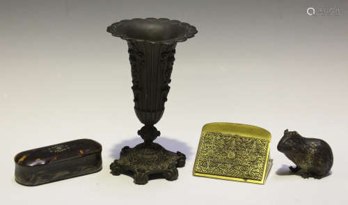 A small group of collectors' items, comprising an Austrian cold painted bronze model of a guinea