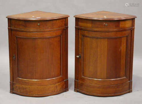 A pair of modern French cherry 'Grange' corner cabinets, height 85cm, width 67cm.Buyer’s Premium