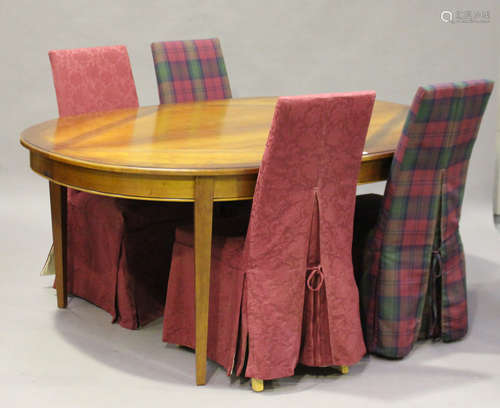 A modern French cherry 'Grange' extending 'D'-end dining table, on square tapering legs, length