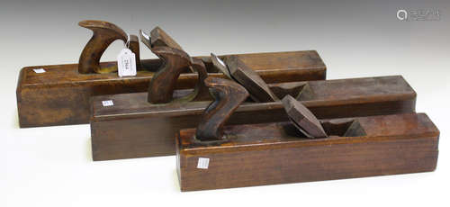 A mixed group of items, including three 19th century box planes, an oak and inlaid box, width