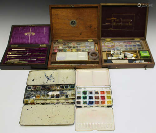 A group of mainly early/mid-20th century artist's boxes, including 'The Landseer Water Colour