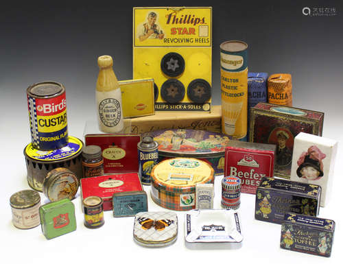 A quantity of early/mid-20th century advertising items, including a showcard display for 'Phillips