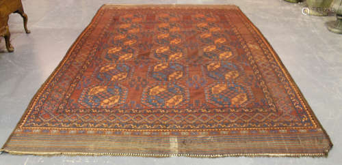 An Ersari carpet, South Turkestan, early 20th century, the claret field with three columns of six