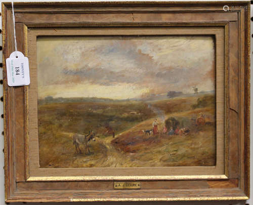 Arthur James Stark - 'The Gypsy Encampment',19th century oil on panel, artist's name and title to