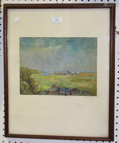 Walter Thomas - 'Rye Marshes', 20th century pastel, signed, titled and dated '33 recto, Pastel