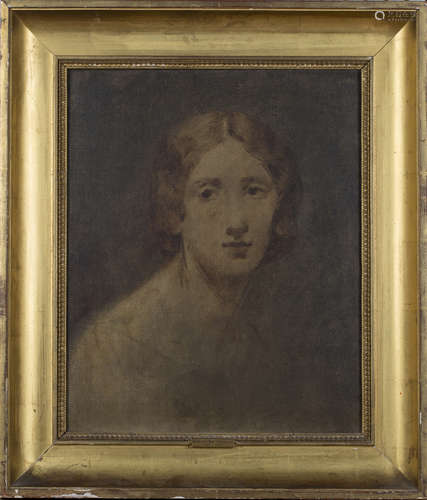 Attributed to Thomas Couture - Head Study of a Lady, 18th century oil on canvas, labels verso,