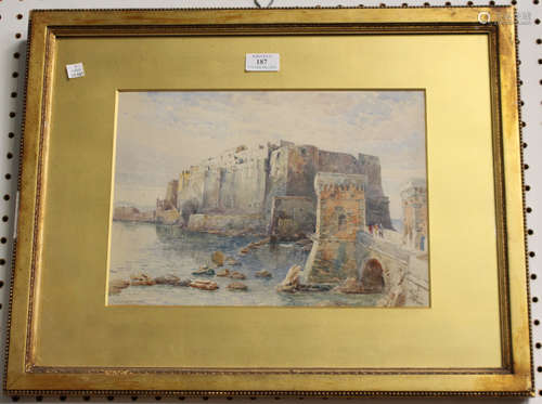 Ernest George - 'Naples', watercolour, signed and dated 1887, 24.5cm x 34.5cm, within a gilt