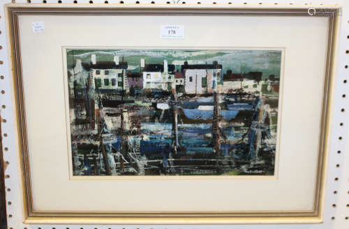 Ray Evans - 'Harbour Front', 20th century mixed media with watercolour and oil on paper, signed