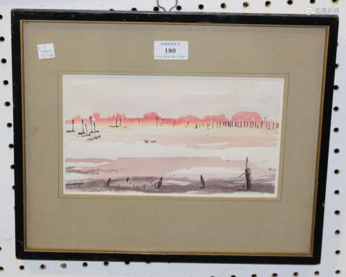 Ray Evans - 'Evening, Bosham', 20th century watercolour, signed and dated '70 recto, titled artist's