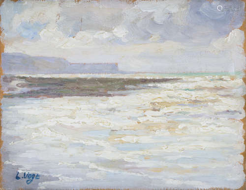 Lucien Vogt - Coastal Landscape, 20th century oil on panel, signed, 14cm x 18cm.Buyer’s Premium 29.