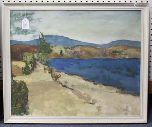 Continental School - Mediterranean Coastal Landscape, 20th century oil on canvas, 48.5cm x 59cm,