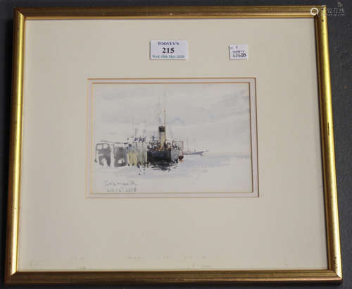 Frances E. Nesbitt - 'Portsmouth', watercolour, titled and dated 1888, 11.5cm x 15.5cm, within a