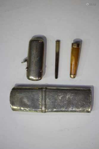 A George III silver slender rectangular case, London 1810, maker's mark rubbed, length 11.7cm,