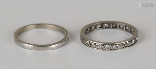 A diamond full eternity ring, mounted with cushion cut diamonds, ring size approx M1/2 (one