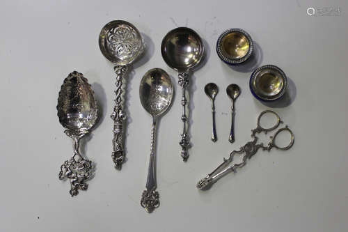 A late Victorian silver apostle sifter spoon, London 1887 by Francis Higgins III, length 16.2cm,