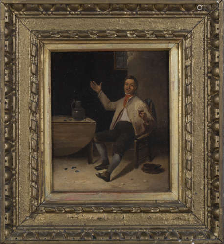 Edward Bird - A Seated Gentleman drinking Wine, near a Table with Flagon and Pipe, 19th century