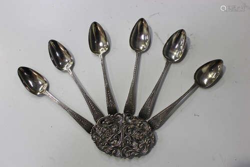 A set of six George III silver Old English pattern teaspoons, London 1794 by Solomon Hougham, length