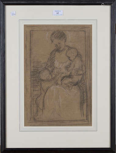 Edward Stott - 'The Holy Family', late 19th/early 20th century chalk, signed with initials recto,