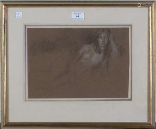 Edward Stott - Reclining Female Nude, late 19th/early 20th century pastel, Abbott and Holder label