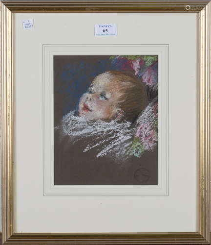 Edward Stott - Study of a Baby, late 19th/early 20th century pastel, signed with initials recto,