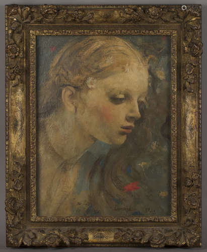Alfred Kingsley Lawrence - Portrait of a Young Lady, oil on board, signed and dated 1923 and