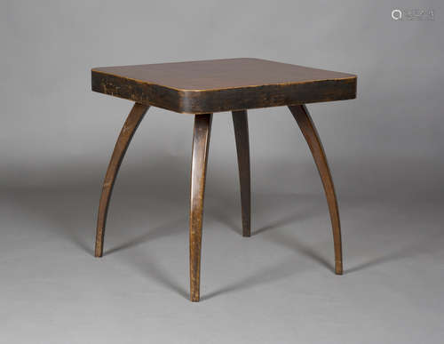 An early/mid-20th century mahogany and stained beech Halabala 'H259' spider table, the quarter-