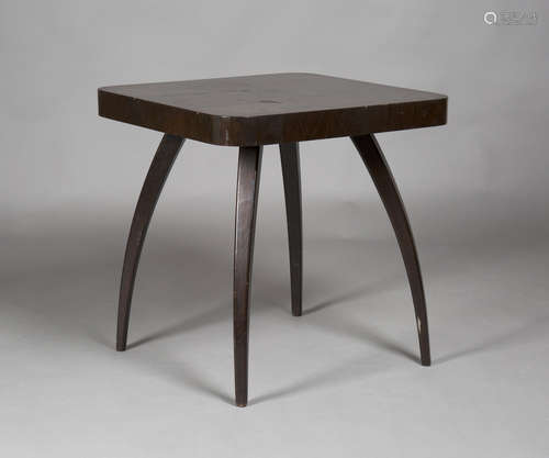 An early/mid-20th century stained oak Halabala 'H259' spider table, raised on four splayed legs,