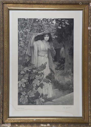 John Cother Webb, after Herbert Gustave Schmalz - Mary Magdalen startled in a Wood, engraving with