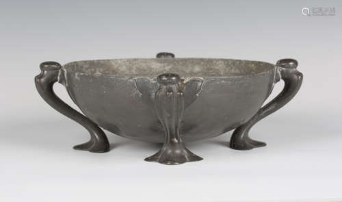 A Liberty & Co 'Tudric' pewter circular bowl, designed by Oliver Baker, model number '0674',