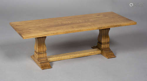 An early/mid-20th century Arts and Crafts style oak diminutive model of a refectory table,