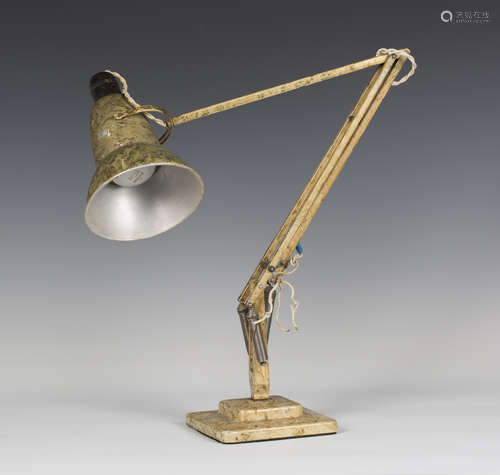 A mid-20th century 1227 model anglepoise lamp by Herbert Terry & Sons, with a marbled creamy gold