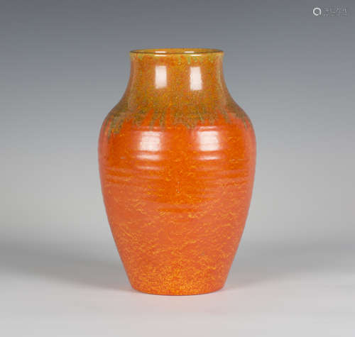 A Royal Lancastrian pottery vase, early 20th century, the high-shouldered body covered in a