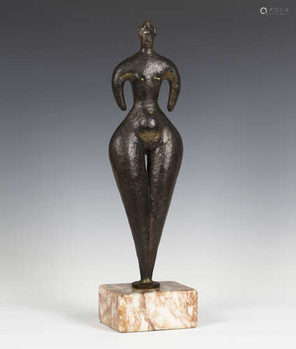 Kenneth Child - a mid-20th century dark brown and gilt patinated bronze full-length figure of a